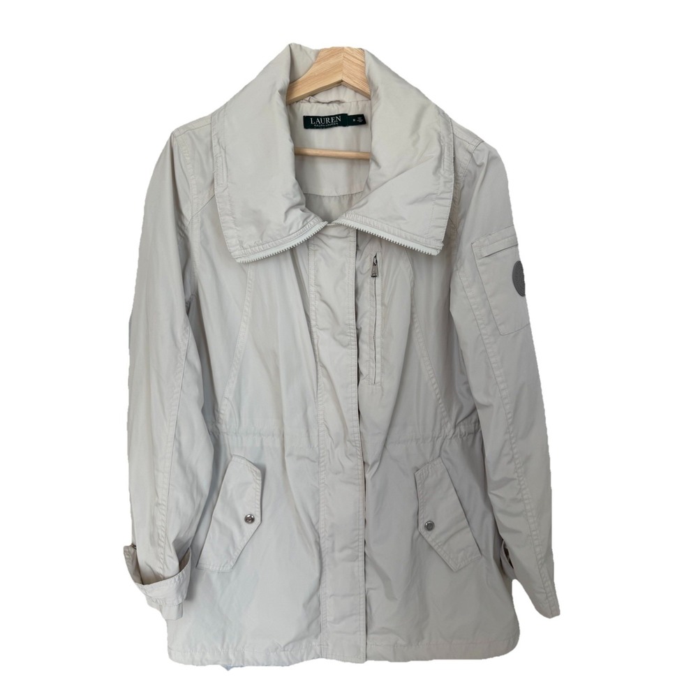 Lauren Ralph Lauren Women Beige Utility Field Jacket Stowaway Hood Cream Size M